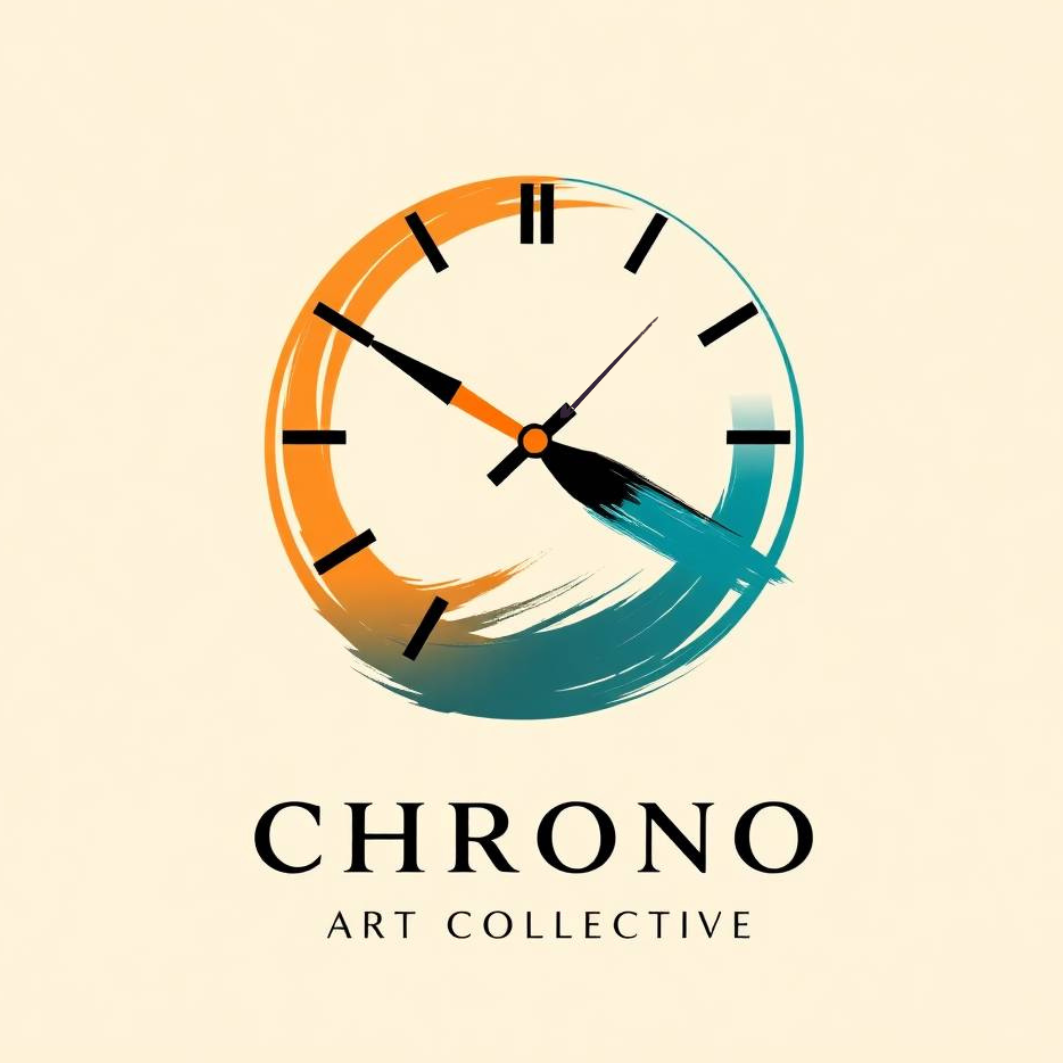 Chrono Art Collective logo with a clock.