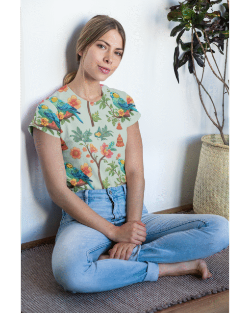 Floral Chirp Women AOP Premium Classic T-Shirt - Image 2