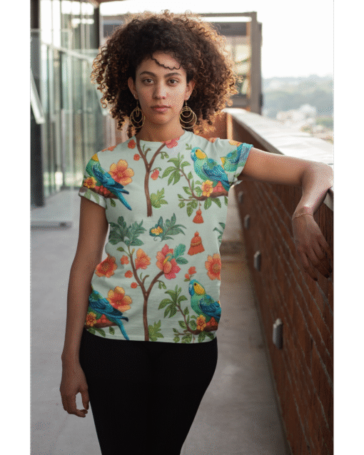 Floral Chirp Women AOP Premium Classic T-Shirt