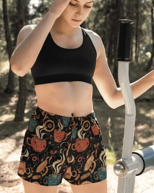 Brew Mosaic Premium Unisex AOP Sports Shorts women model