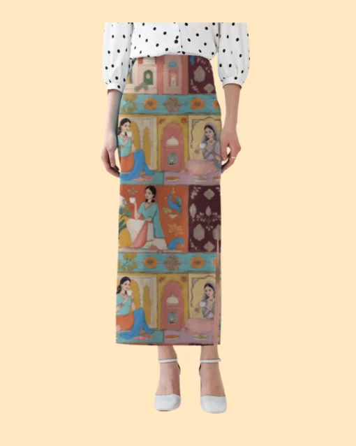 Ethnic Royal Women AOP Premium Pencil Skirt