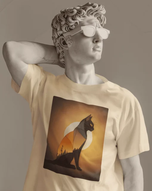 Unisex Premium Onyx Cat T-Shirt white model