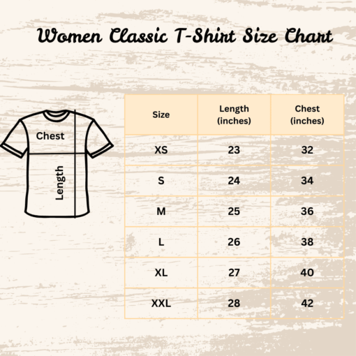 Women’s Premium ChicMav Classic T-Shirt size chart