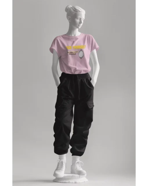 Face Yourself Unisex Premium Oversized T-Shirt BABY PINK COMBO