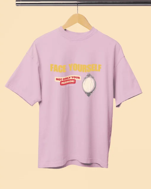Face Yourself Unisex Premium Oversized T-Shirt BABY PINK T