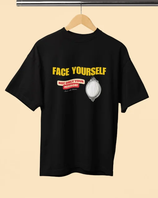Face Yourself Unisex Premium Oversized T-Shirt BLACK