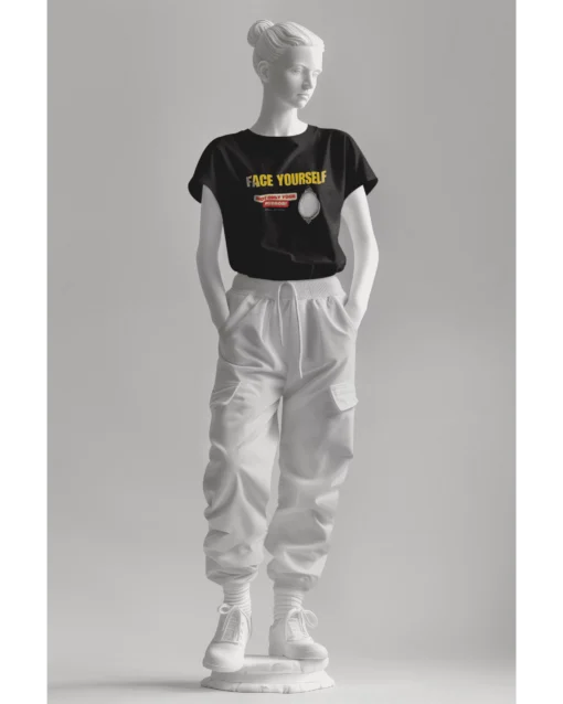 Face Yourself Unisex Premium Oversized T-Shirt BLACK COMBO