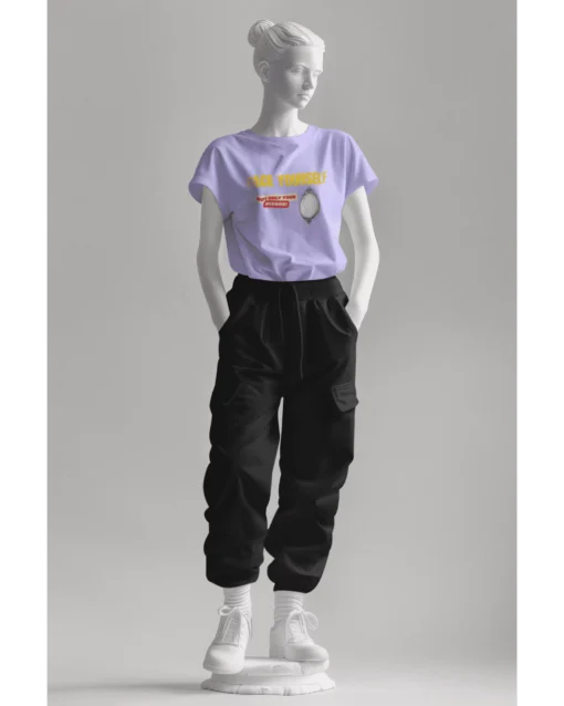 Face Yourself Unisex Premium Oversized T-Shirt LAVENDER COMBO