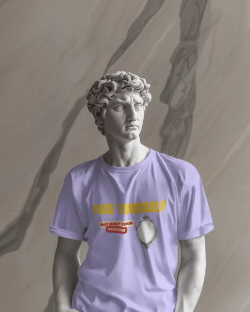 Face Yourself Unisex Premium Oversized T-Shirt wearning LAVENDER