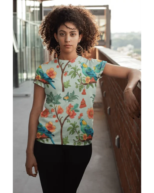 Floral Chirp Women AOP Premium Classic T-Shirt