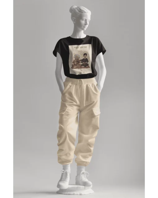 Kirtanics Premium Unisex Oversized Classic Tee Modeled Combo