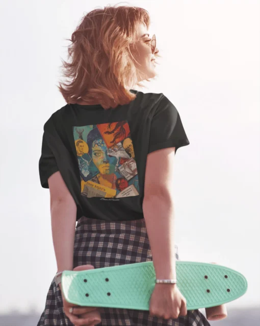 LitVibe Back Print Premium Unisex T-Shirt Women Modeled