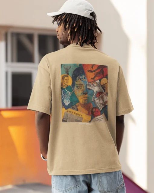 LitVibe Back Print Premium Unisex T-Shirt beige men modeled