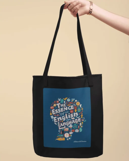 Literary Mind Canvas Unisex Zipper Tote Bag Black