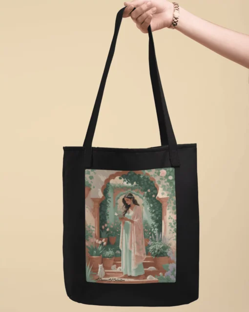 Nature Bliss Printed Women’s Zipped Tote Bag Black