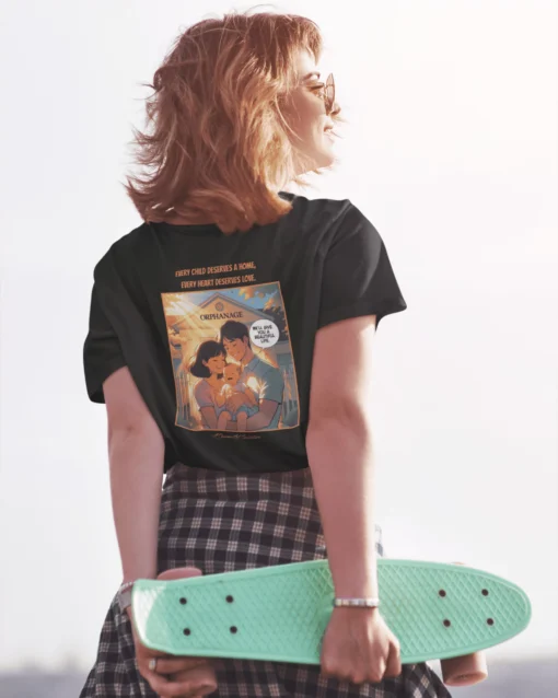 Orphan Gold Back Print Premium Unisex T-Shirt black women modeled