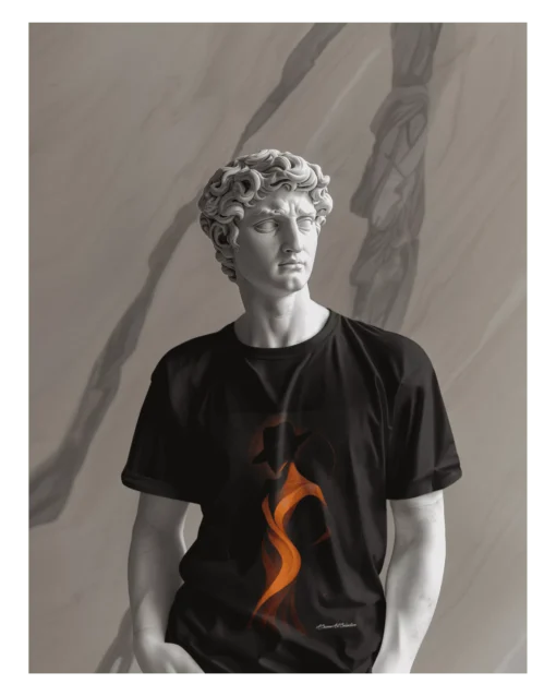 Phantom Flame Premium Unisex Classic T-Shirt Black Modeled