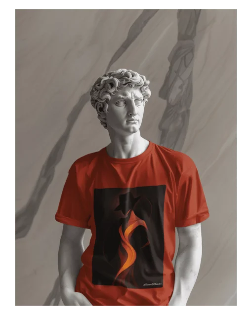 Phantom Flame Premium Unisex Classic T-Shirt brick red modeled
