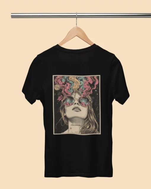 PsyAura Women’s Back Print Classic T-Shirt Black